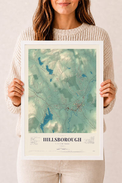 NH Current Atlas 2026 | Hillsborough | 12" x 18" | W/ White Ayous Wood Frame
