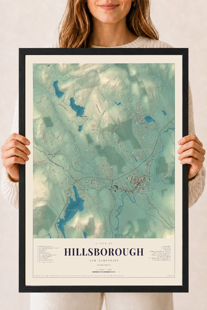 NH Current Atlas 2026 | Hillsborough | 18" x 24" | W/ Black Ayous Wood Frame