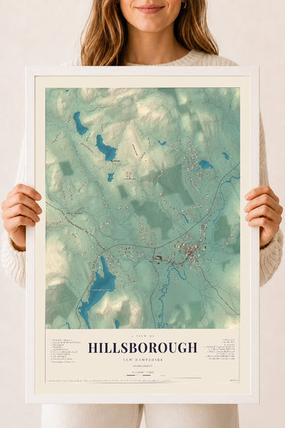NH Current Atlas 2026 | Hillsborough | 18" x 24" | W/ White Ayous Wood Frame