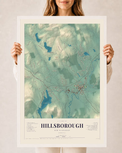 NH Current Atlas 2026 | Hillsborough | 24" x 36" | W/ White Ayous Wood Frame
