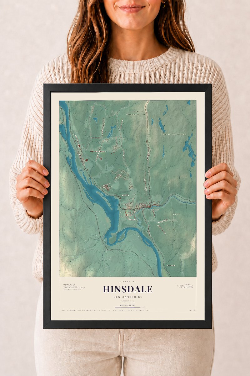 NH Current Atlas 2026 | Hinsdale | 12" x 18" | W/ Black Ayous Wood Frame