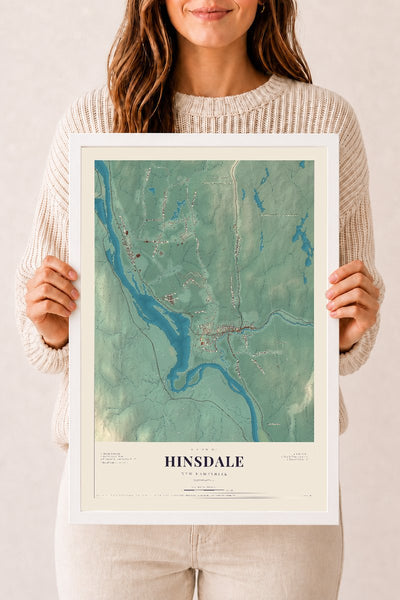 NH Current Atlas 2026 | Hinsdale | 12" x 18" | W/ White Ayous Wood Frame