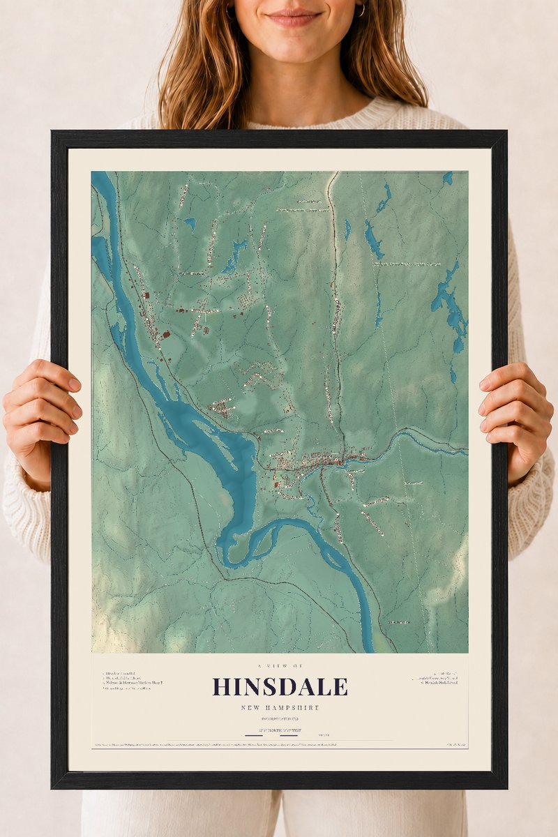 NH Current Atlas 2026 | Hinsdale | 18" x 24" | W/ Black Ayous Wood Frame