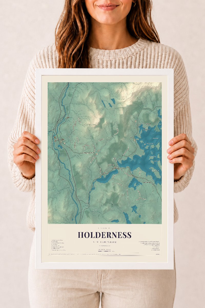 NH Current Atlas 2026 | Holderness | 12" x 18" | W/ White Ayous Wood Frame