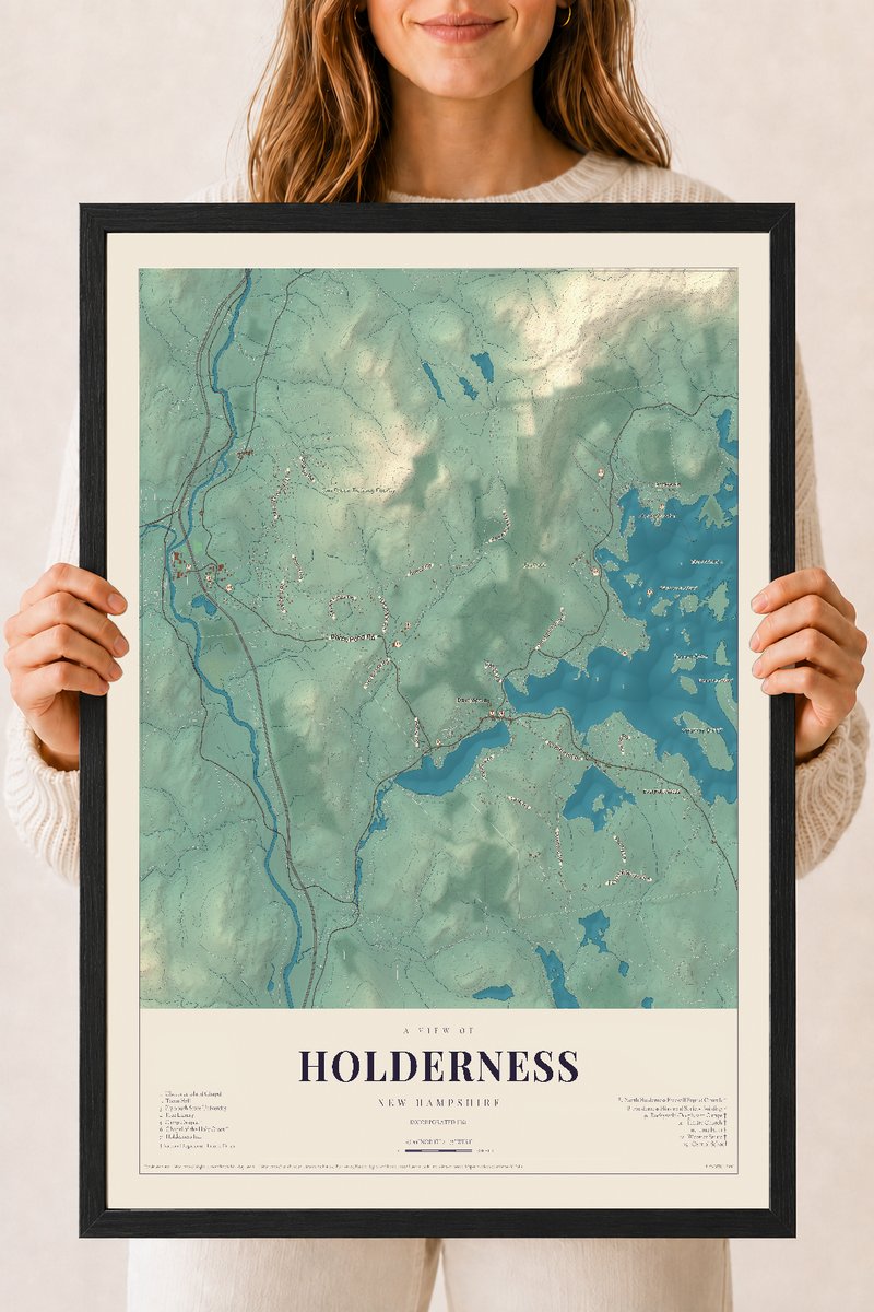 NH Current Atlas 2026 | Holderness | 18" x 24" | W/ Black Ayous Wood Frame