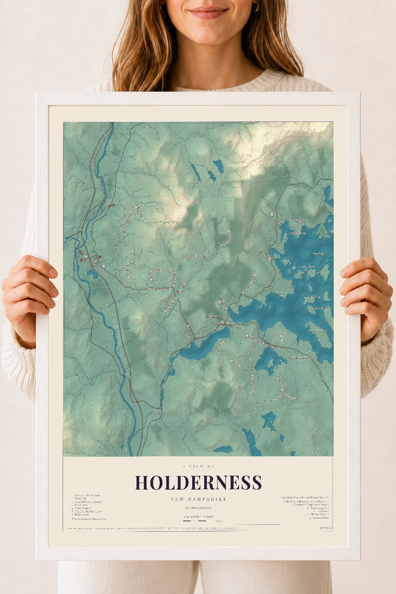 NH Current Atlas 2026 | Holderness | 18" x 24" | W/ White Ayous Wood Frame