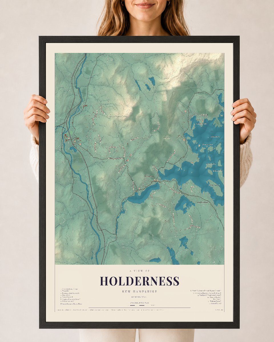 NH Current Atlas 2026 | Holderness | 24" x 36" | W/ Black Ayous Wood Frame