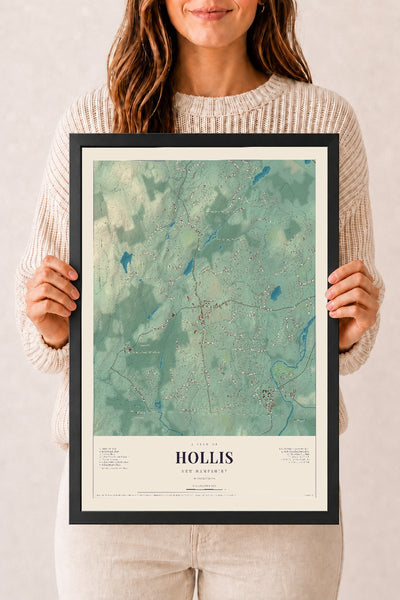 NH Current Atlas 2026 | Hollis | 12" x 18" | W/ Black Ayous Wood Frame