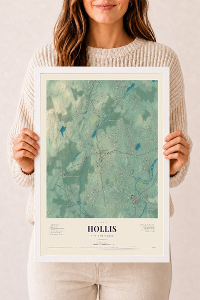 NH Current Atlas 2026 | Hollis | 12" x 18" | W/ White Ayous Wood Frame