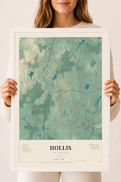 NH Current Atlas 2026 | Hollis | 18" x 24" | W/ White Ayous Wood Frame