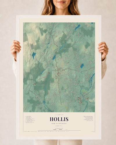 NH Current Atlas 2026 | Hollis | 24" x 36" | W/ White Ayous Wood Frame