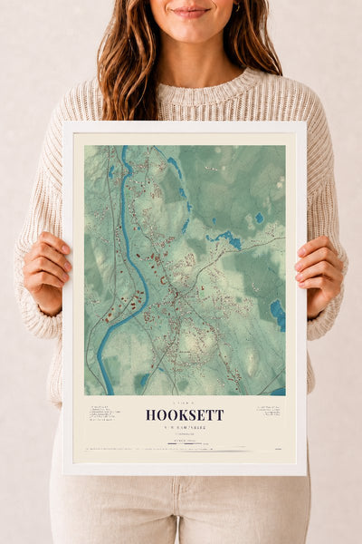 NH Current Atlas 2026 | Hooksett | 12" x 18" | W/ White Ayous Wood Frame