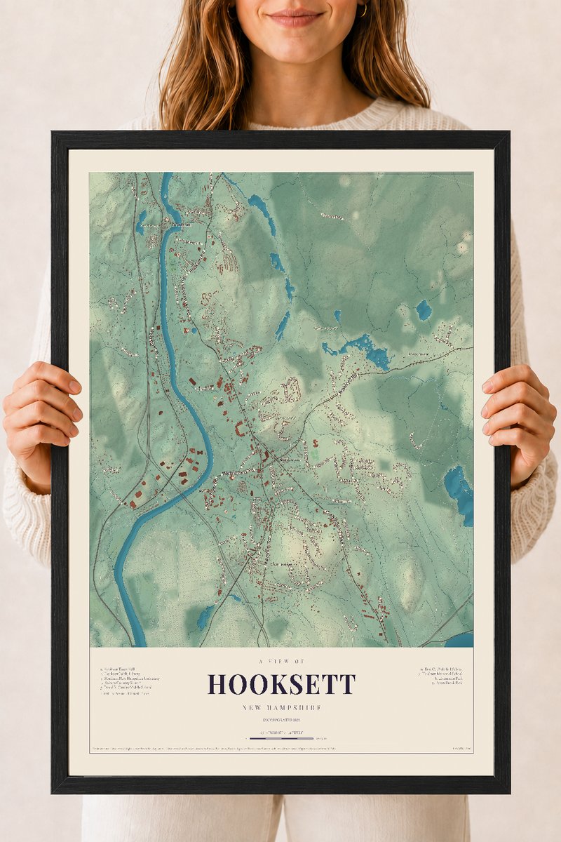 NH Current Atlas 2026 | Hooksett | 18" x 24" | W/ Black Ayous Wood Frame