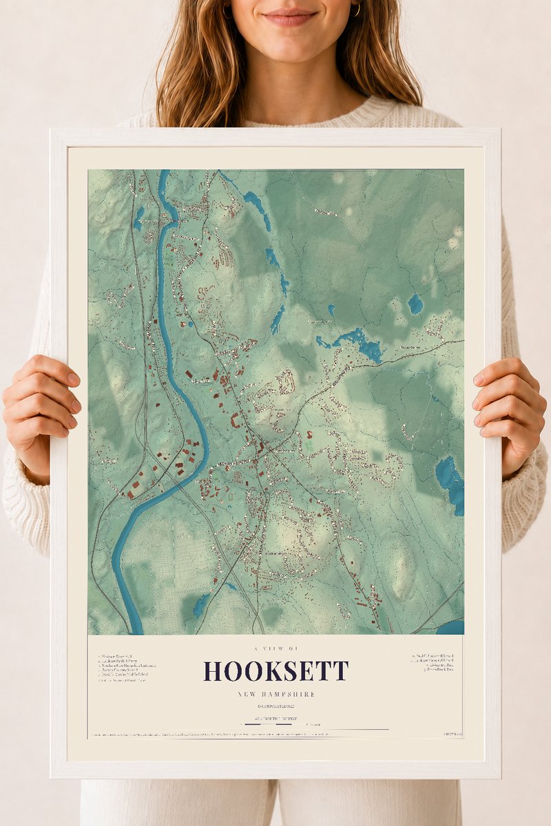 NH Current Atlas 2026 | Hooksett | 18" x 24" | W/ White Ayous Wood Frame