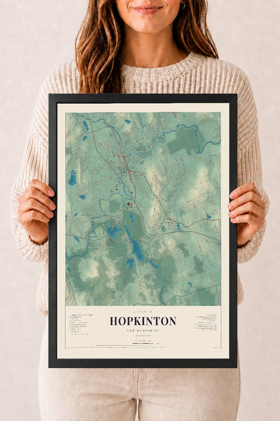 NH Current Atlas 2026 | Hopkinton | 12" x 18" | W/ Black Ayous Wood Frame