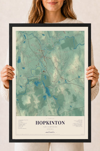 NH Current Atlas 2026 | Hopkinton | 18" x 24" | W/ Black Ayous Wood Frame