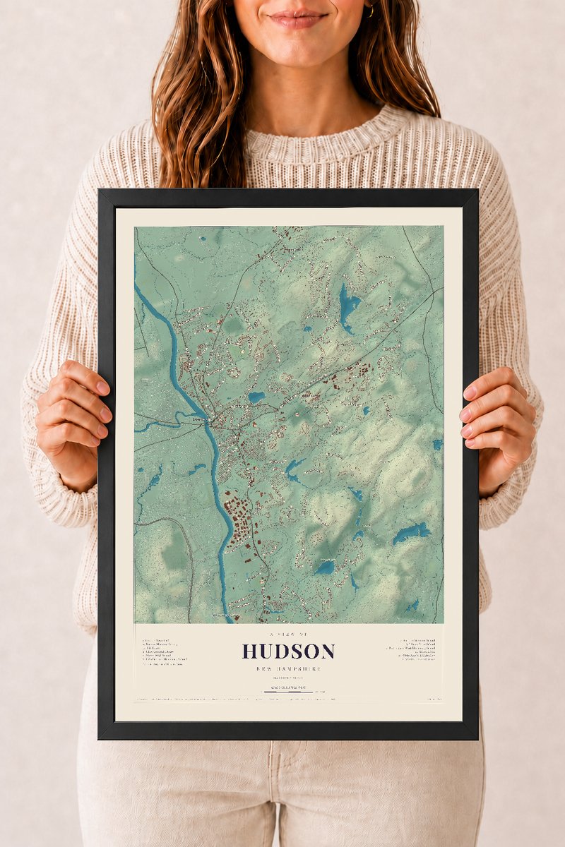NH Current Atlas 2026 | Hudson | 12" x 18" | W/ Black Ayous Wood Frame