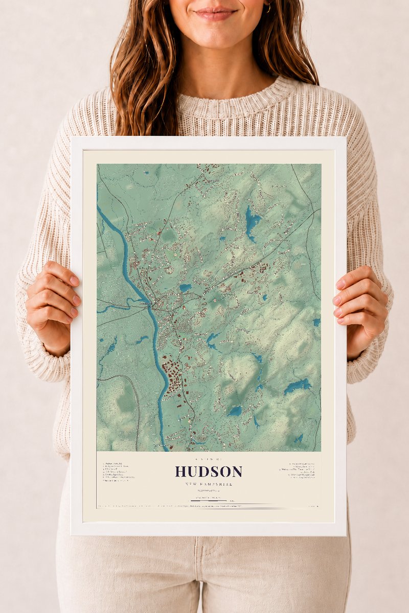 NH Current Atlas 2026 | Hudson | 12" x 18" | W/ White Ayous Wood Frame