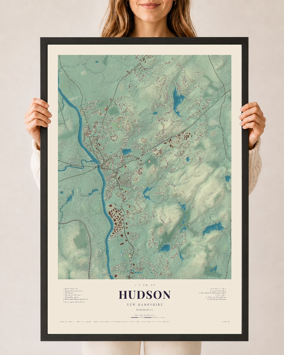 NH Current Atlas 2026 | Hudson | 24" x 36" | W/ Black Ayous Wood Frame