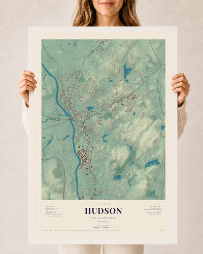 NH Current Atlas 2026 | Hudson | 24" x 36" | W/ White Ayous Wood Frame