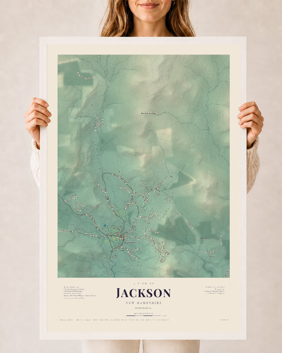 NH Current Atlas 2026 | Jackson | 24" x 36" | W/ White Ayous Wood Frame