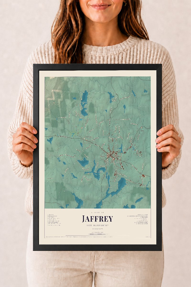 NH Current Atlas 2026 | Jaffrey | 12" x 18" | W/ Black Ayous Wood Frame