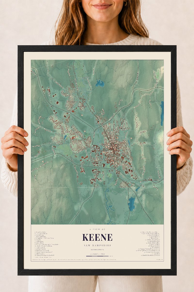 NH Current Atlas 2026 | Keene | 18" x 24" | W/ Black Ayous Wood Frame