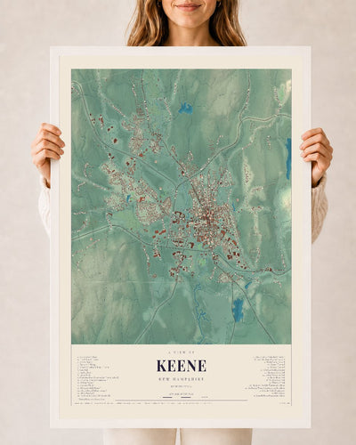 NH Current Atlas 2026 | Keene | 24" x 36" | W/ White Ayous Wood Frame