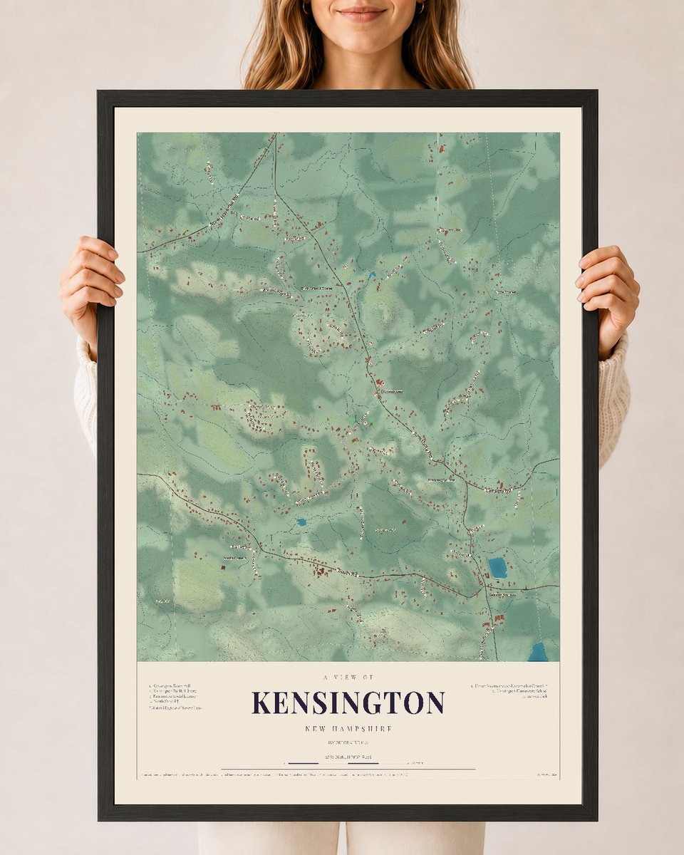 NH Current Atlas 2026 | Kensington | 24" x 36" | W/ Black Ayous Wood Frame