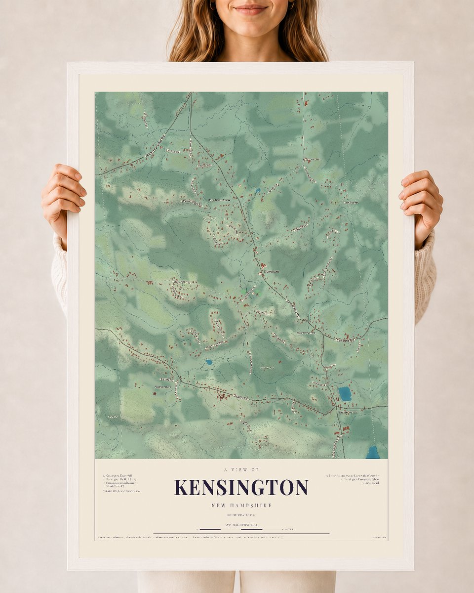 NH Current Atlas 2026 | Kensington | 24" x 36" | W/ White Ayous Wood Frame