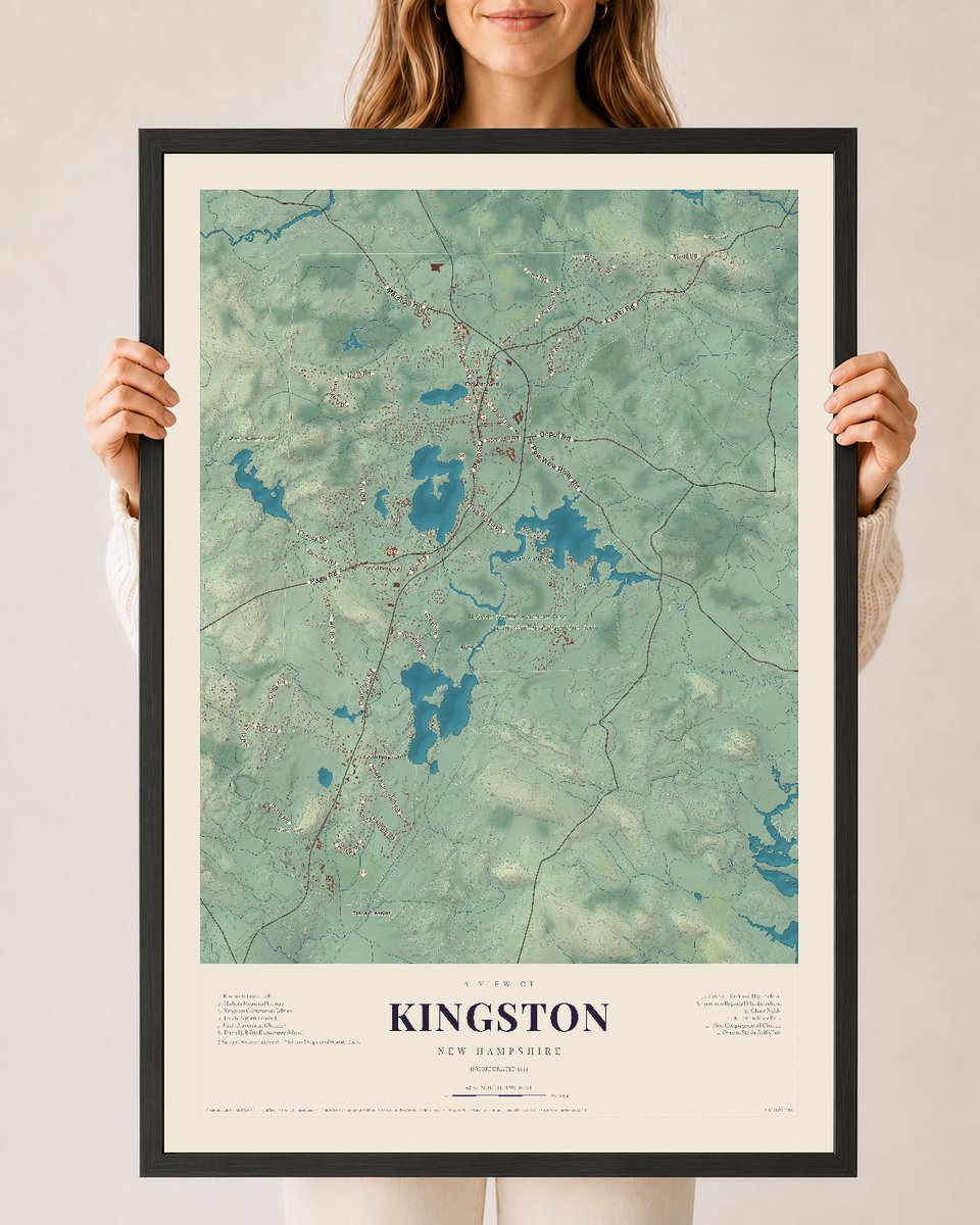 NH Current Atlas 2026 | Kingston | 24" x 36" | W/ Black Ayous Wood Frame
