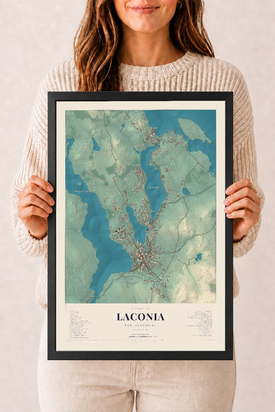 NH Current Atlas 2026 | Laconia | 12" x 18" | W/ Black Ayous Wood Frame