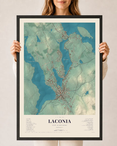 NH Current Atlas 2026 | Laconia | 24" x 36" | W/ Black Ayous Wood Frame