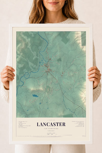 NH Current Atlas 2026 | Lancaster | 18" x 24" | W/ White Ayous Wood Frame