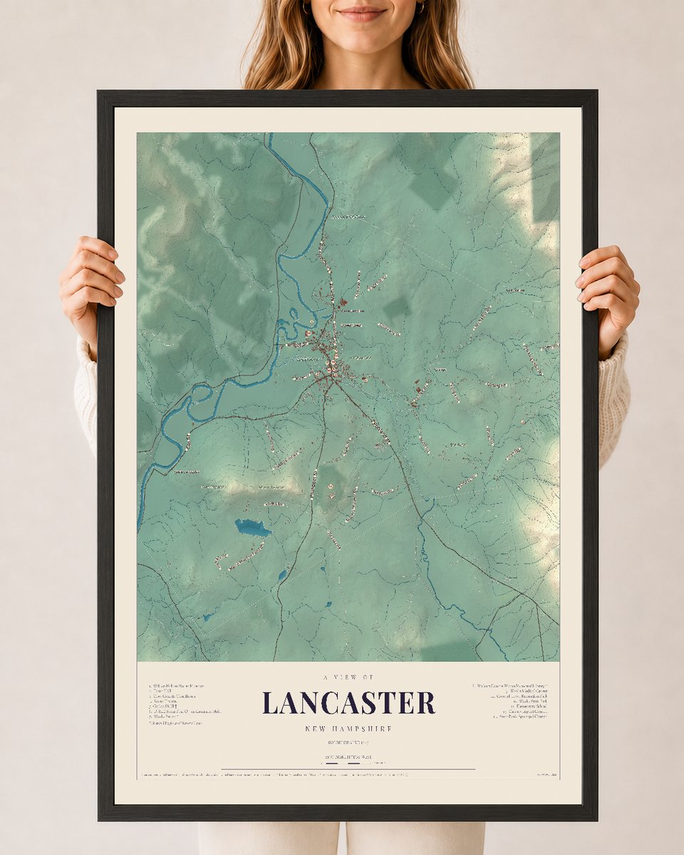 NH Current Atlas 2026 | Lancaster | 24" x 36" | W/ Black Ayous Wood Frame