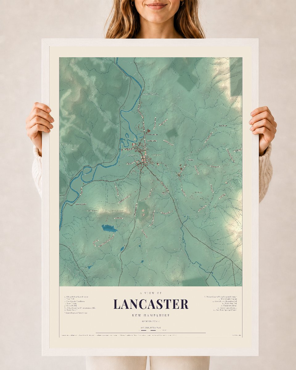 NH Current Atlas 2026 | Lancaster | 24" x 36" | W/ White Ayous Wood Frame