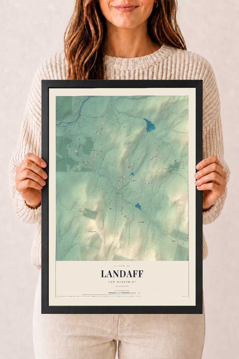 NH Current Atlas 2026 | Landaff | 12" x 18" | W/ Black Ayous Wood Frame