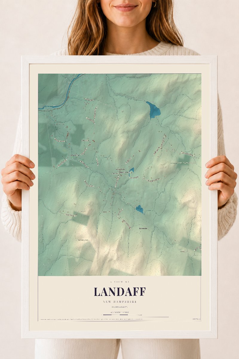 NH Current Atlas 2026 | Landaff | 18" x 24" | W/ White Ayous Wood Frame