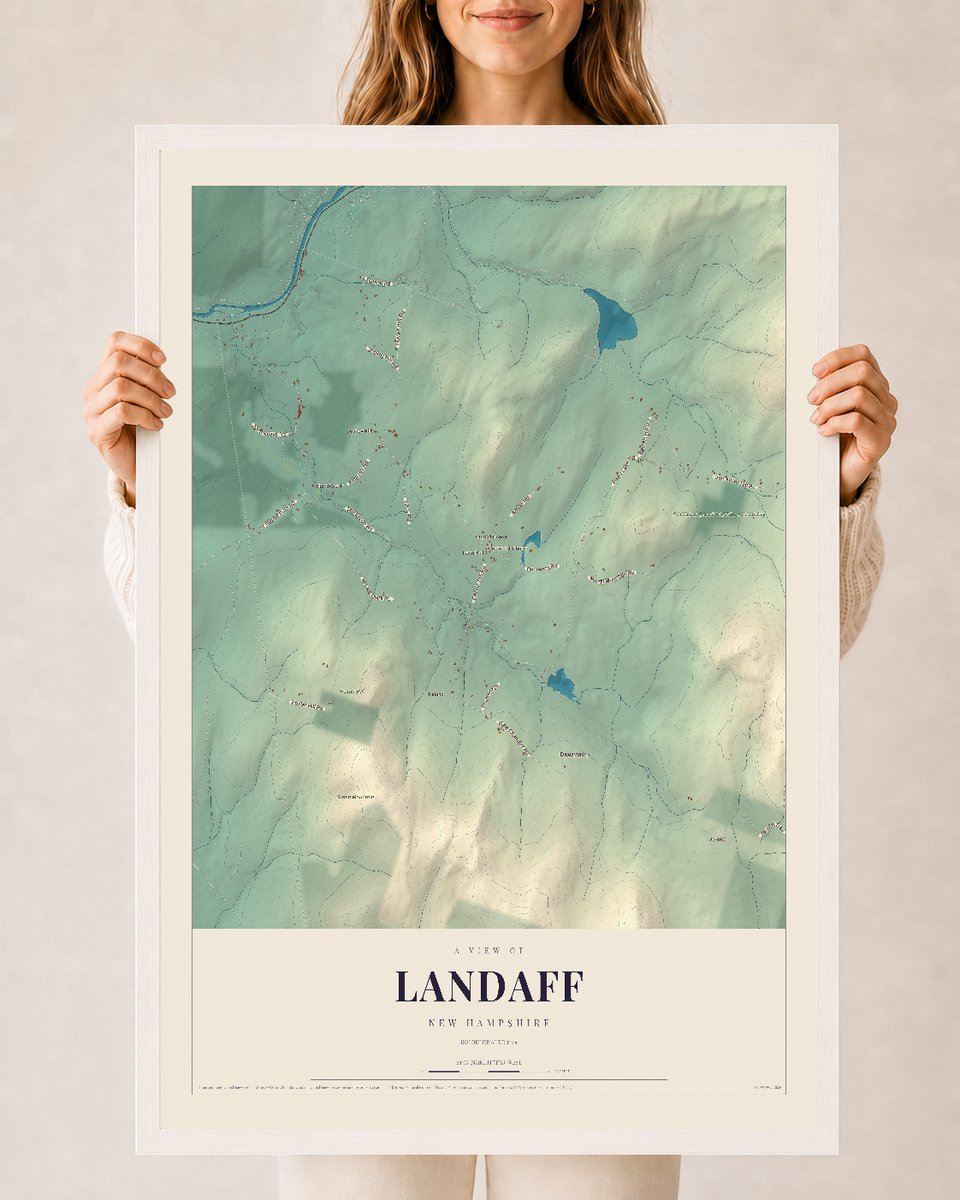 NH Current Atlas 2026 | Landaff | 24" x 36" | W/ White Ayous Wood Frame