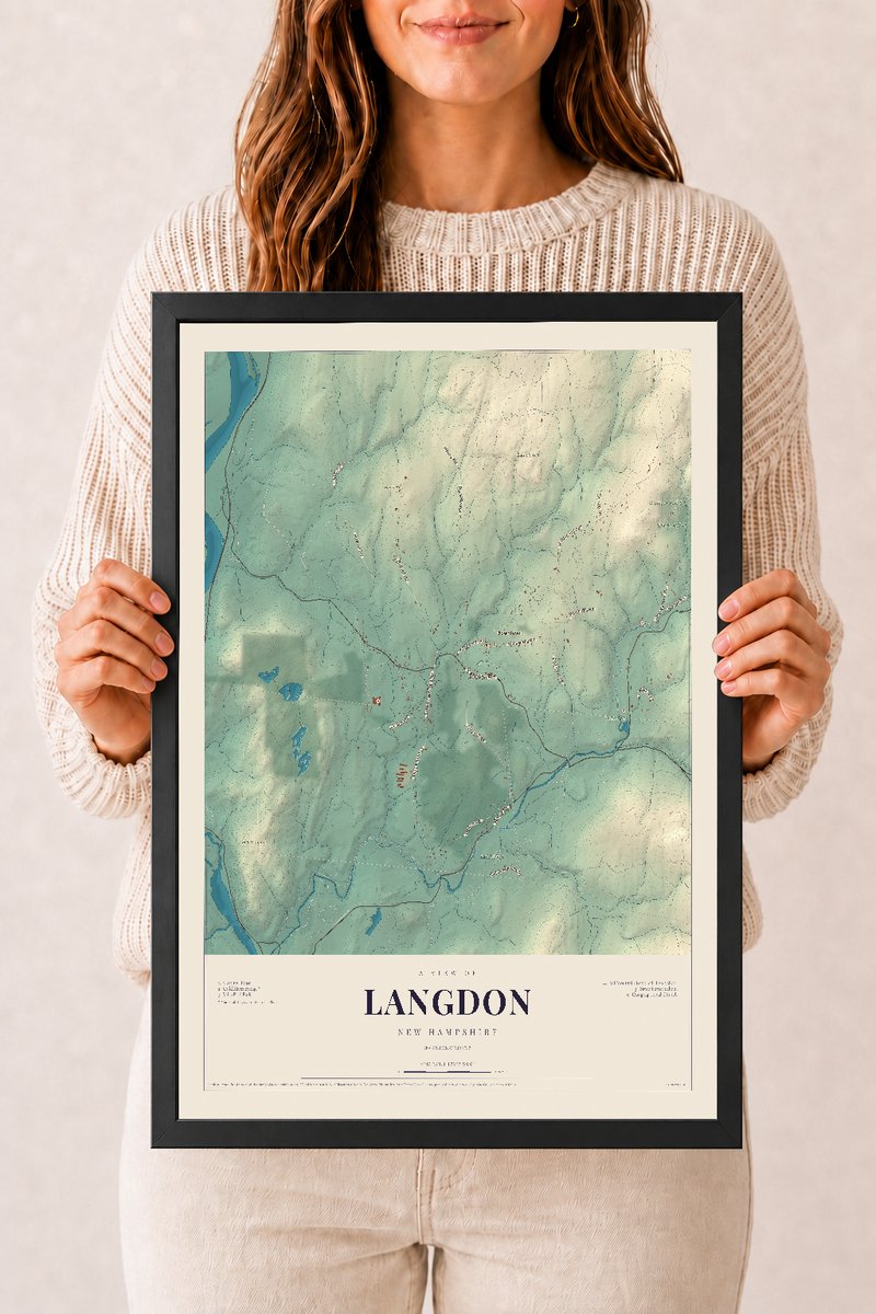 NH Current Atlas 2026 | Langdon | 12" x 18" | W/ Black Ayous Wood Frame