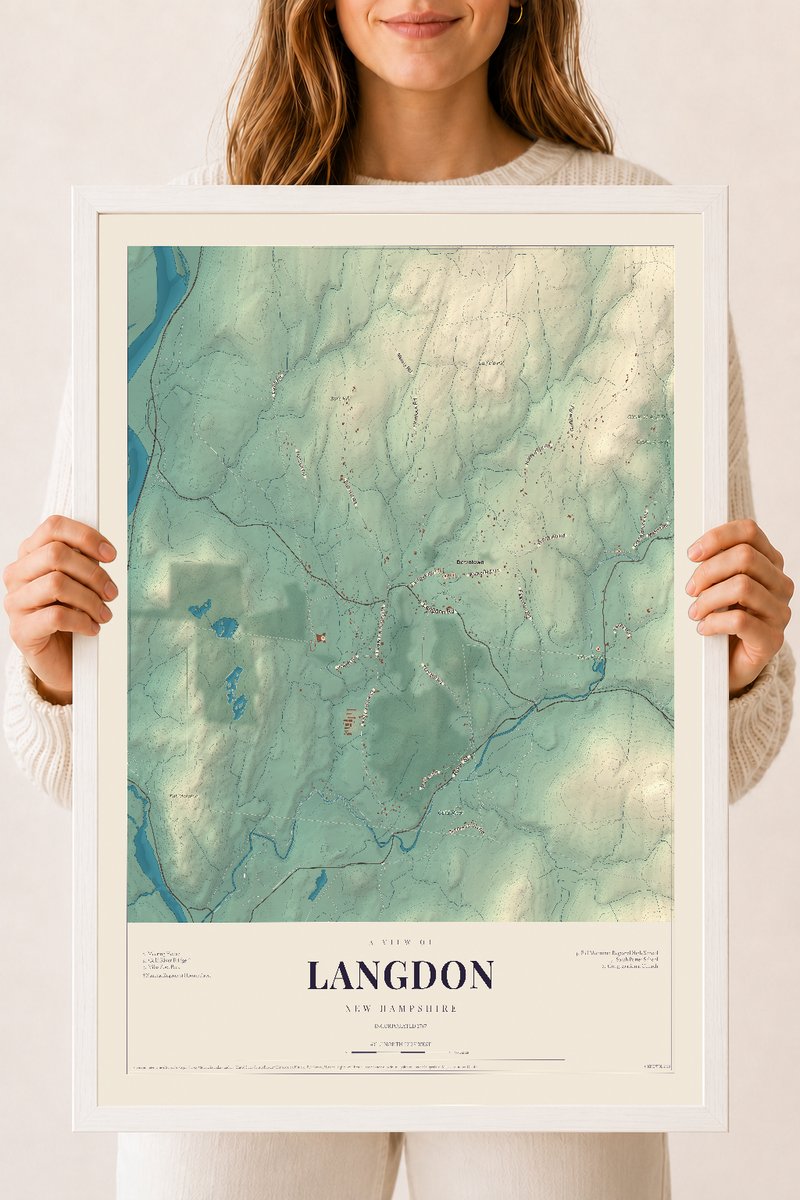 NH Current Atlas 2026 | Langdon | 18" x 24" | W/ White Ayous Wood Frame