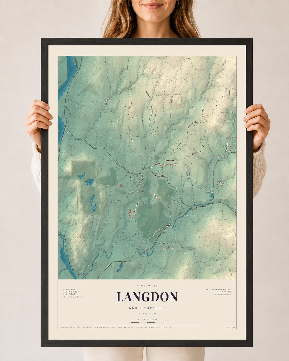 NH Current Atlas 2026 | Langdon | 24" x 36" | W/ Black Ayous Wood Frame