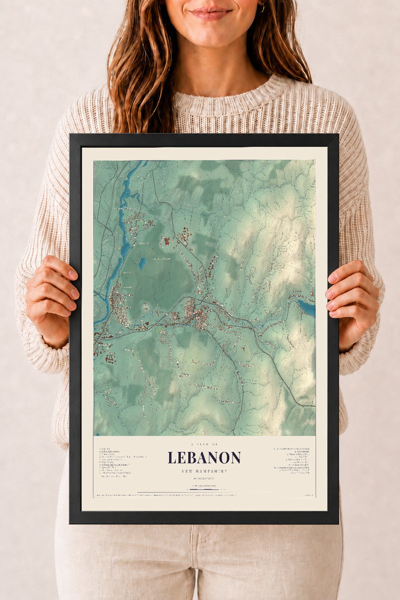 NH Current Atlas 2026 | Lebanon | 12" x 18" | W/ Black Ayous Wood Frame