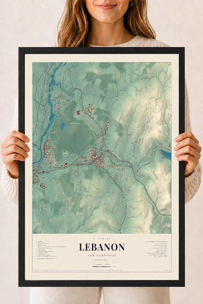 NH Current Atlas 2026 | Lebanon | 18" x 24" | W/ Black Ayous Wood Frame