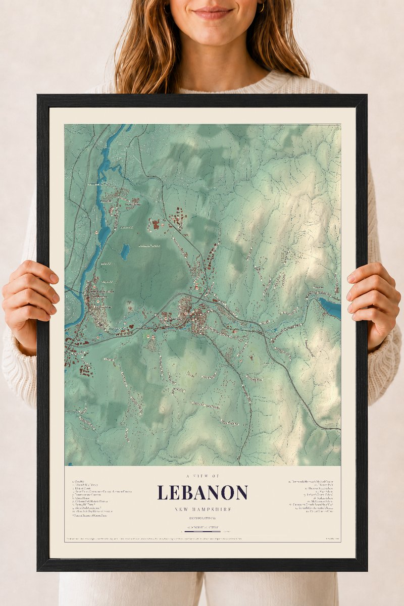 NH Current Atlas 2026 | Lebanon | 18" x 24" | W/ Black Ayous Wood Frame