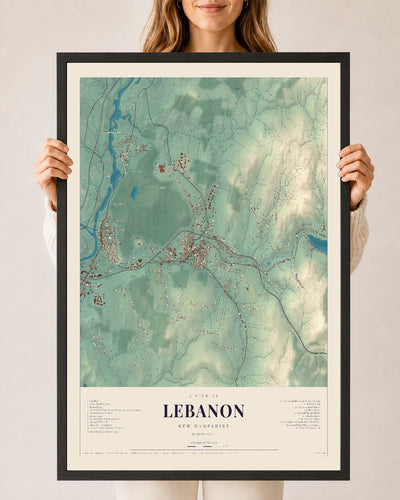 NH Current Atlas 2026 | Lebanon | 24" x 36" | W/ Black Ayous Wood Frame
