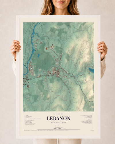 NH Current Atlas 2026 | Lebanon | 24" x 36" | W/ White Ayous Wood Frame