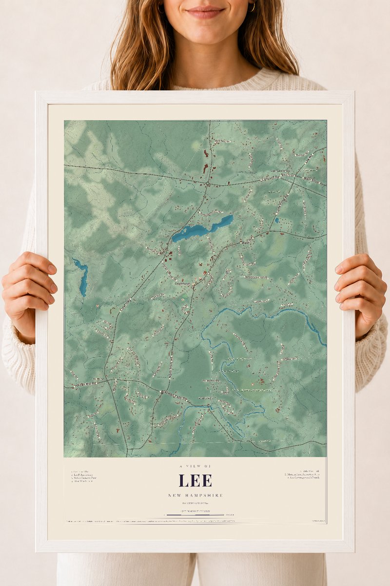 NH Current Atlas 2026 | Lee | 18" x 24" | W/ White Ayous Wood Frame
