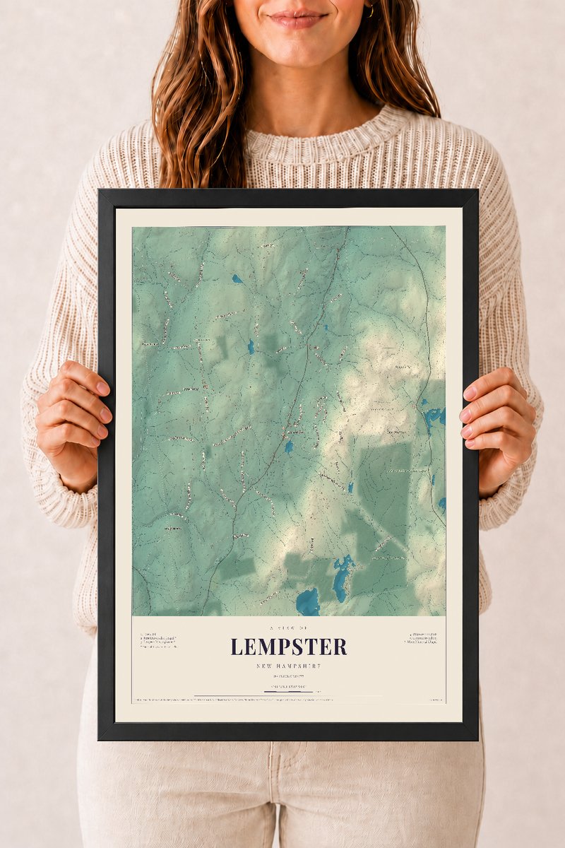 NH Current Atlas 2026 | Lempster | 12" x 18" | W/ Black Ayous Wood Frame