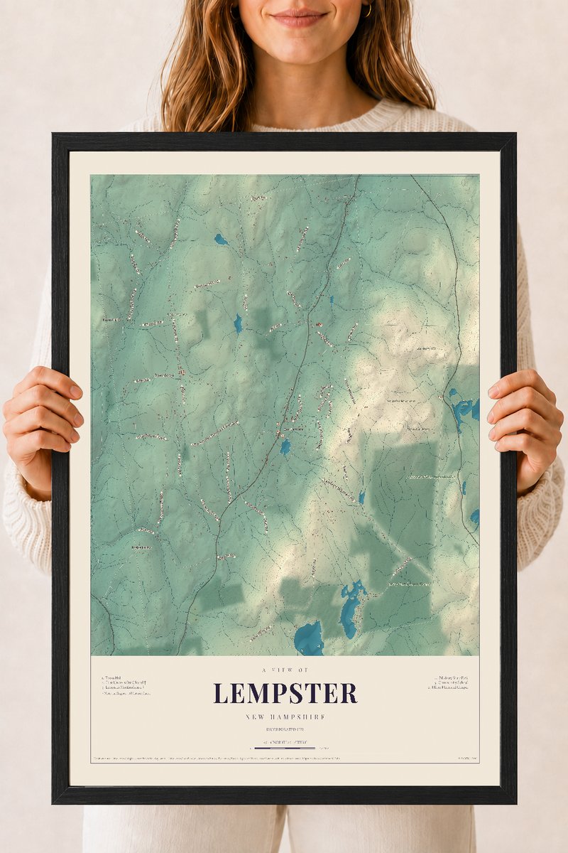 NH Current Atlas 2026 | Lempster | 18" x 24" | W/ Black Ayous Wood Frame